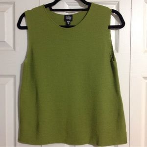 Eileen Fisher Sleeveless Scoop Neck Knit Top in Olive Green